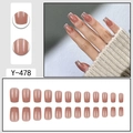 Faux ongles carrés courts rose nude avec pointes argentées pailletées lot de 24 - Carré Strass Argent Rose Nude (Y-478)