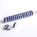 Silver-plated rhinestone rondelle spacer beads with dark blue crystals for DIY jewelry - Silver Plated Blue Rhinestone