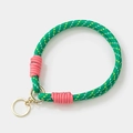 Groene geweven polsband met roze accenten en gouden sluiting voor mobiele telefoons - 1.7cmx25cm / Grasgroen