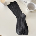 Dark grey ribbed cotton crew socks in minimalist lifestyle setting with nordic decor - One Size / Dark Gray