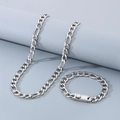 Set collana e bracciale Figaro in acciaio inossidabile argento da uomo con chiusura - Bracciale 21CM / 11mm Stile A Acciaio