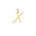 Polished gold plated stainless steel initial pendant letter X with jump ring charm - Letter X