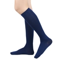 Navy blue knee-high knit socks with ribbed texture for school or casual uniform wear - One Size / Navy Blue