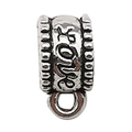 Silberne Legierung LOVE Gravur Anhängerverbinder Perle für DIY Armband und Halskette - 13888-Silber LOVE Design / 5x10mm(Loch 4.5mm)