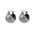 Vintage-Creolen aus oxidiertem Silber mit Lava-Textur und Klickverschluss für Damen - Kupfer / Antik-Silber