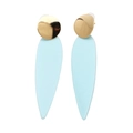 Élégantes boucles d'oreilles goutte d'eau dorées avec pendentifs minimalistes bleu clair - Bleu