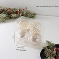Set di 4 palline di Natale trasparenti oro pallido con strisce glitter e cappucci argento - 10cm Oro Chiaro Traslucido Glitter (Confezione da 4)