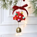 Decorazione natalizia con albero in feltro rosso, campanello d'oro e fiocco di velluto - Albero a sfere colorate rosso / 7*13CM