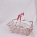 Pink iron wire desk storage basket with dual handles and protective pink rubber grip - Pink Contrast Medium Basket 18*13.5*9cm