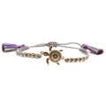 Bracelet tortue tissé à la main avec zircons colorés et cordon ajustable à pompons - Cb0225cx+collier De Perles