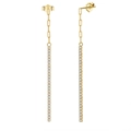 Long gold-plated S925 sterling silver drop earrings with vertical sparkling cubic zirconia - Gold Long Rhinestone Style (SE110-14K)