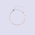 Silver stainless steel chain bracelet with orange enamel beads and lobster clasp - Steel + Orange