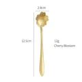 Golden cherry blossom stainless steel dessert spoon, 12.5cm length variant - Gold Cherry Blossom