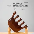Green sandalwood octopus head massage comb with five polished teeth for scalp care - Golden Silk Sandalwood - Octopus Shape