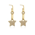 Macro shot of 18K gold plated chain drop earrings with sparkling star zircon pendants - 42603-Five-pointed Star Pattern / Gold