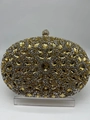 Elegant oval sunflower clutch with gold and silver rhinestones and a spherical clasp - Gold Style B