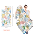 Microfiber beach towel with colorful coral and jellyfish pattern, 160x80cm size - Colorful Marine Life (STJ202321) / 160x80cm
