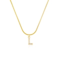 Macro detail of gold snake chain necklace with sparkling diamond-set letter L pendant - Letter L