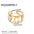Golden open ring featuring heart detail with a C-letter charm and white crystals - Letter C Hollow Style (BYJZ240710-7)