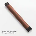 Brown braided hair bun maker tool made of synthetic fiber with internal metal strip - Hair Bun Maker / Light Coffee