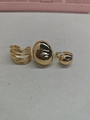 Set di anelli dorati lucidi con spirale multistrato e forme geometriche ovali - Oro - Stile Fagiolo (Set da 3 pezzi)