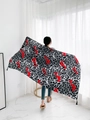 Ethnic summer sun protection scarf with black-white leopard and red heel patterns - Coffee-Leopard Red High Heels / 180cm / Coffee