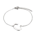 Elegante bracciale in acciaio inossidabile con ciondolo lettera C argento e catena fine - Stile Lettera C (KB116137-K)