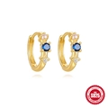 Gold-plated S925 sterling silver huggie hoops with blue and pink heart-shaped crystals - 925 Silver / Gold #4