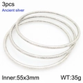 Set of 3 vintage silver stainless steel stackable rings with 55x3mm inner diameter - 55mm Set of 3 (KB209841-GC)