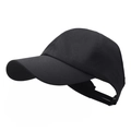 Minimalist black quick-dry ponytail baseball cap with breathable open back for outdoor sports - Adjustable / Black