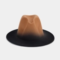 Cappello Fedora americano in lana con sfumatura di colore dal cammello al nero - M / Cammello & Nero