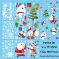 Detail von 9 Blättern Weihnachts-Fensterbildern mit Weihnachtsmann- und Rentier-Motiven - Ski-Weihnachtsmann