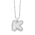 Silver uppercase letter K pendant necklace featuring sparkling pavé cubic zirconia - Letter K / Silver
