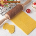 Rouleau à pâtisserie de Noël en bois avec motif tissé, 31cm pour biscuits DIY - Style de Noël A