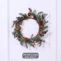 Artificial Christmas wreath 40cm with pine cones and red berries on a white background - Large Wreath (A46-20217)