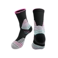 Thick black basketball socks with grey and pink compression details for men and kids - Kids One Size / Black/Rose Red