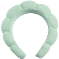 Plush padded cloud headband in light green soft velvet fabric for women washing face - Jelly Green Terry Headband
