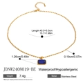 Detailed size specifications for gold stainless steel necklace with blue tiger eye stone - Stainless Steel/Lapis Lazuli