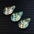 Three AB crystal drop pendants with faceted cut for wedding decor and suncatchers - 50MM Pipa Shape / Rainbow AB