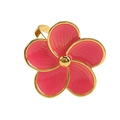 Pink enamel flower napkin ring with elegant golden metal finish for banquet tables - Rose Red