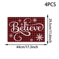 Detalle de manteles individuales navideños Believe a cuadros con medidas y set de 4 piezas - 4 Piezas