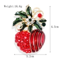 Christmas apple brooch with red rhinestones and green enamel holly leaf detail - xz4577 Christmas Apple