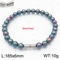 Regenbogen Muschelperlen-Armband mit 6mm Perlen und silbernem Schraubverschluss - Regenbogen