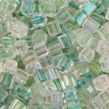 5mm transparent iridescent cube glass beads with light green center for DIY jewelry making - 5mm 10g/Pack Approx 50pcs / Green Mix