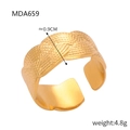 Vintage style gold plated open ring with braided texture and 0.9cm wide band - US 7 / Y122-Gold Ring