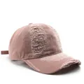 Pink distressed baseball cap for women with vintage torn details and adjustable strap - Pink
