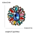 Broche de flor vintage con gran gema ovalada azul y diamantes de colores en bronce - Colorido