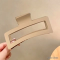 Matte beige large 13cm square hair claw clip for thick hair in minimalist style - Matte Square Khaki-13cm