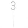 Sparkling silver rhinestone cake topper featuring number 3 for birthday decoration - Number 3 / Silver