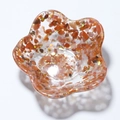 Flower-shaped resin dish with orange citrine crystals and gold glitter inlay - Flower Petal / Red Agate & Sequins